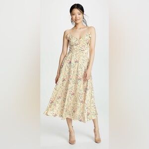 Jill Jill Stuart Yellow Multi Ruched Floral Satin Dress
